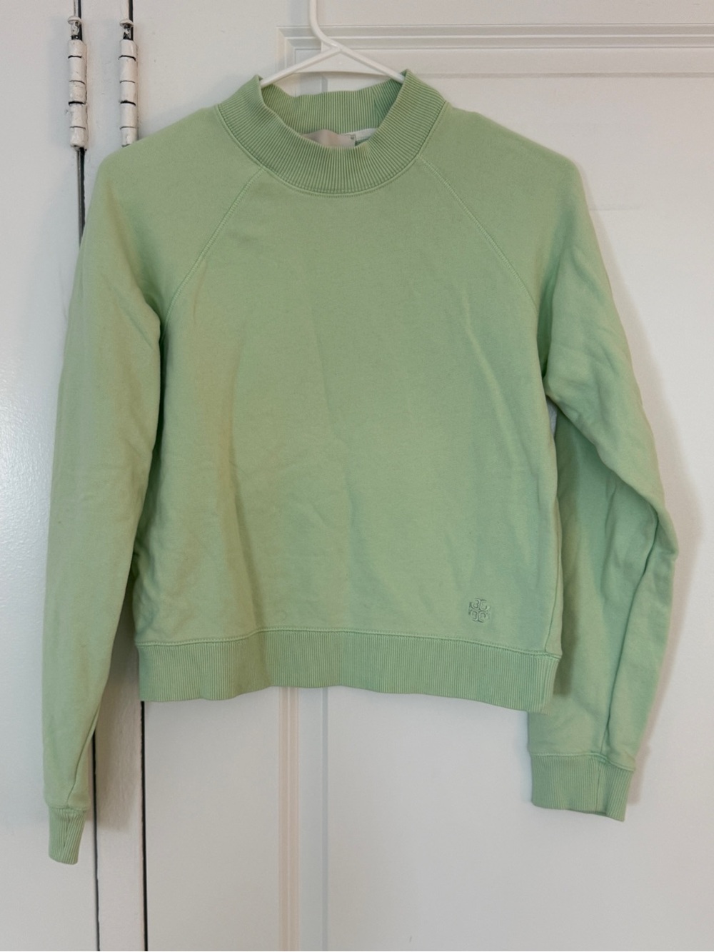 Tory Burch French Terry Mock-Neck Crew Sweatshirt